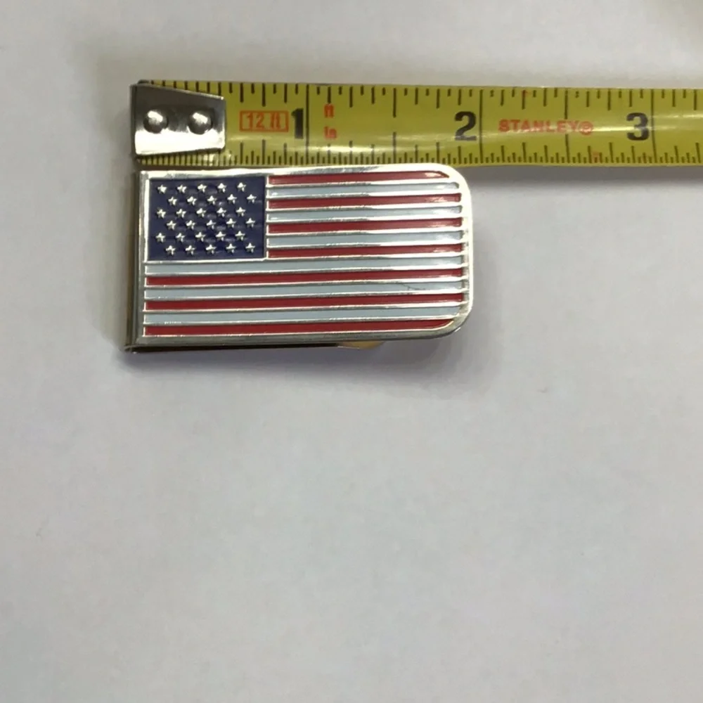 USA Money Clip Flag Silver Tone